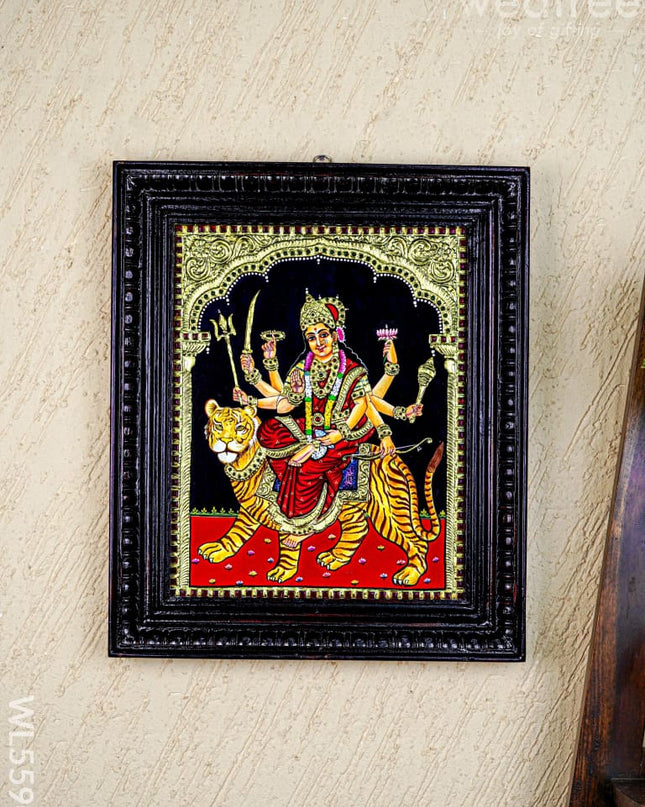 Tanjore Painting - Durga - Flat (Gold Foil) - 15x12 inch - WL5590 - Tanjore Painting