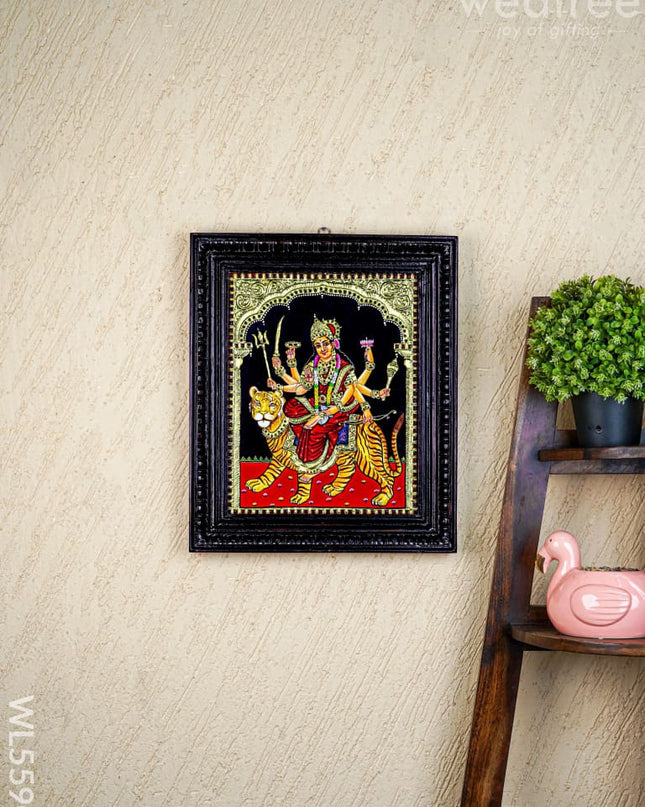 Tanjore Painting - Durga - Flat (Gold Foil) - 15x12 inch - WL5590 - Tanjore Painting
