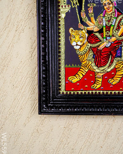 Tanjore Painting - Durga - Flat (Gold Foil) - 15x12 inch - WL5590 - Tanjore Painting