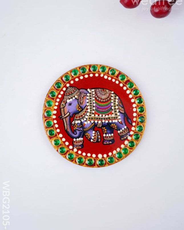 Tanjore Painting Elephant Fridge Magnet - 3 inch - WBG2105-1 - Fridge Magnet RG