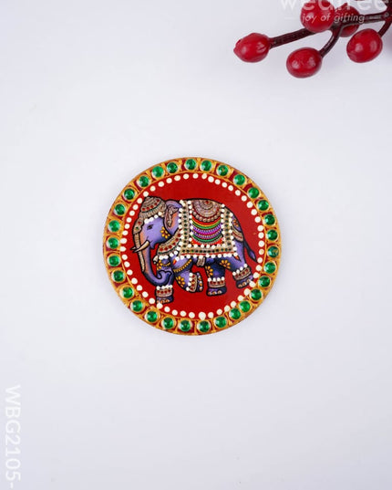 Tanjore Painting Elephant Fridge Magnet - 3 inch - WBG2105-1 - Fridge Magnet RG