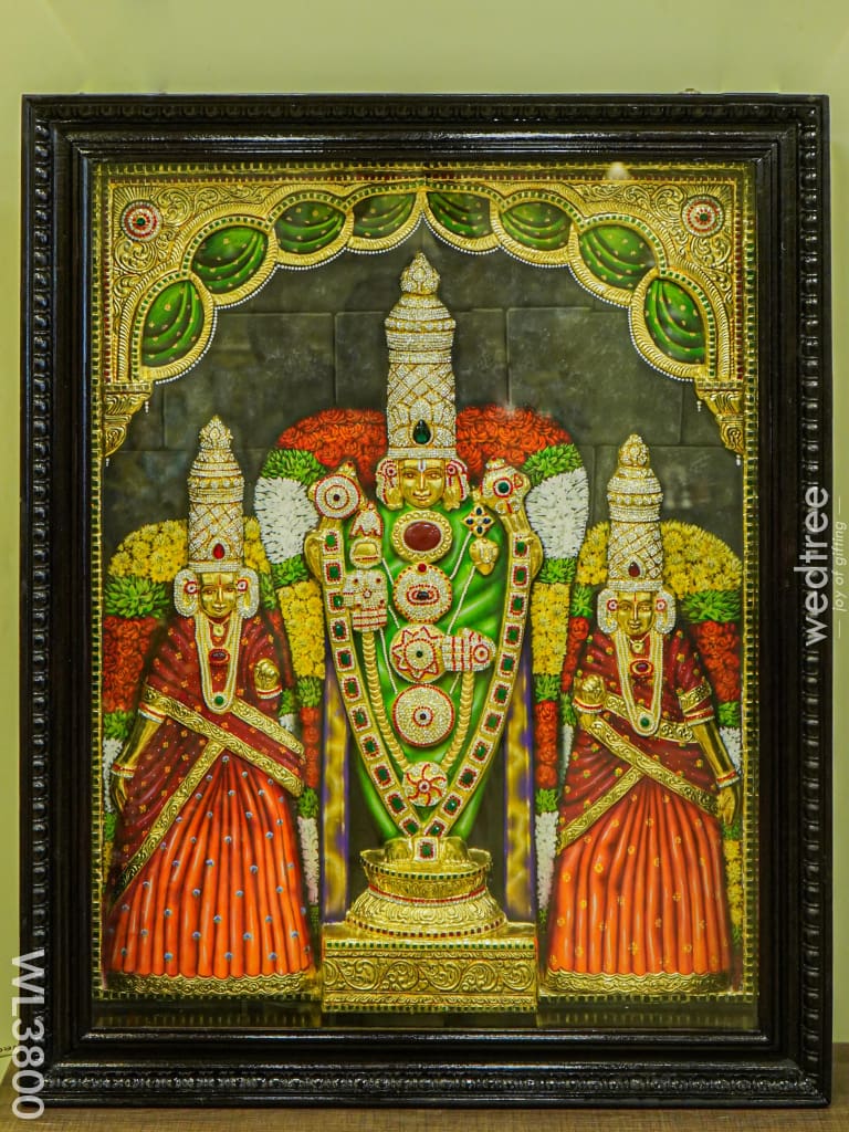 Tanjore Painting (Embossed) Balaji Padmavathi Thayar - 4X3Ft Wl3800