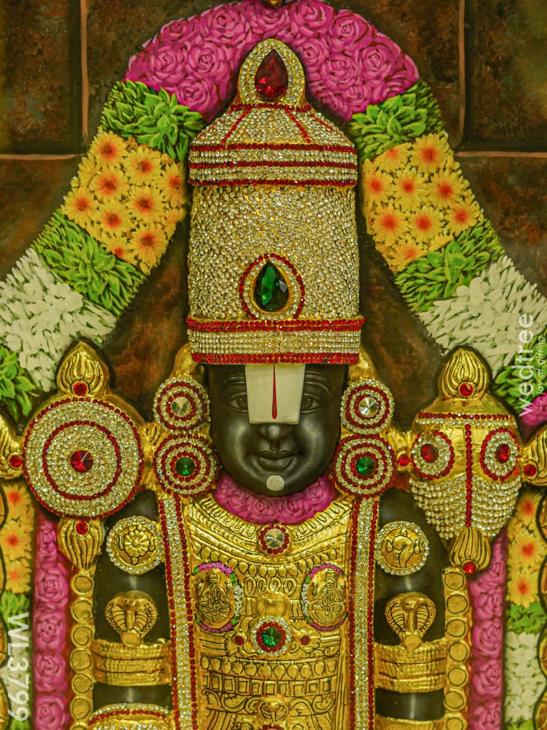 Tanjore Painting (Embossed) Tirupathi Balaji - 4X3Ft Wl3799