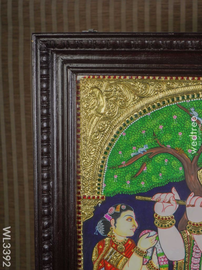 Tanjore Painting - Semi Embossed Flute Krishna 30 X 24 Inch Wl3392 Painting