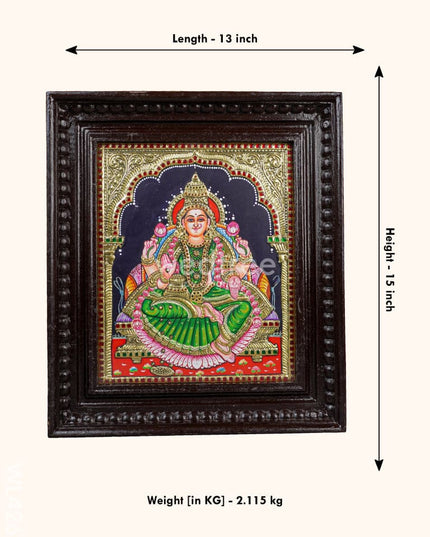 Tanjore Painting - Gajalakshmi 12 X 10 Inch Flat [Gold Foil] Wl4262