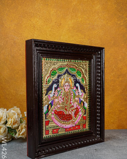 Tanjore Painting - Gajalakshmi 12 X 10 Inch Flat [Gold Foil] Wl4262