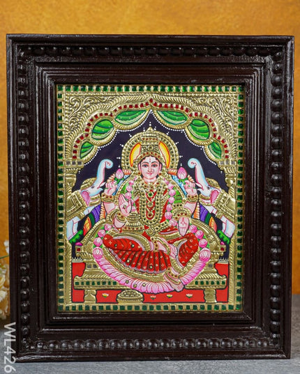 Tanjore Painting - Gajalakshmi 12 X 10 Inch Flat [Gold Foil] Wl4262