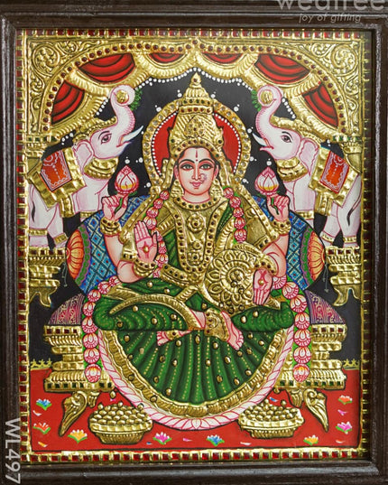 Tanjore Painting - Gajalakshmi - Flat - 12*10 inch - WL4979 Tanjore Painting