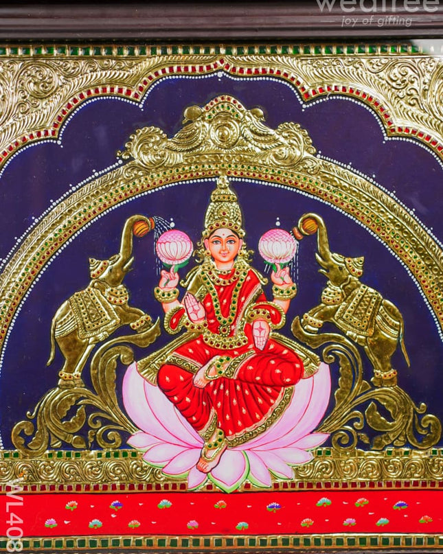 Tanjore Painting - Gajalakshmi 24 X 18 Inch Flat [Gold Foil] Wl4082