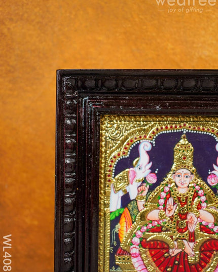 Tanjore Painting - Gajalakshmi-Ganesha-Saraswathi 24 X 10 Inch Flat [Gold Foil] Wl4083