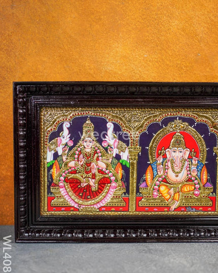Tanjore Painting - Gajalakshmi-Ganesha-Saraswathi 24 X 10 Inch Flat [Gold Foil] Wl4083