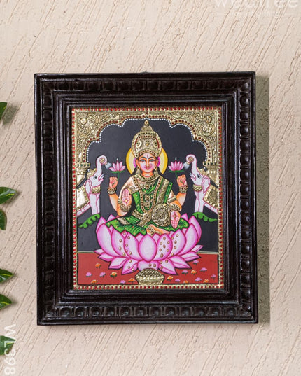 Tanjore Painting - Gajalakshmi on Lotus - Flat (Gold Foil) - 12x10inch - WL3981 - Tanjore Painting