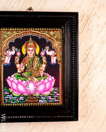 Tanjore Painting - Gajalakshmi on Lotus - Flat (Gold Foil) - 12x10inch - WL3981 - Tanjore Painting