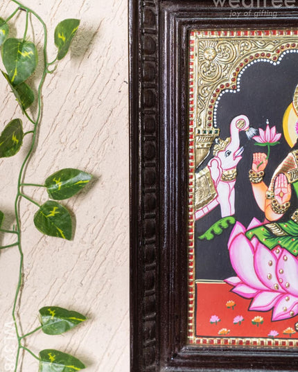Tanjore Painting - Gajalakshmi on Lotus - Flat (Gold Foil) - 12x10inch - WL3981 - Tanjore Painting
