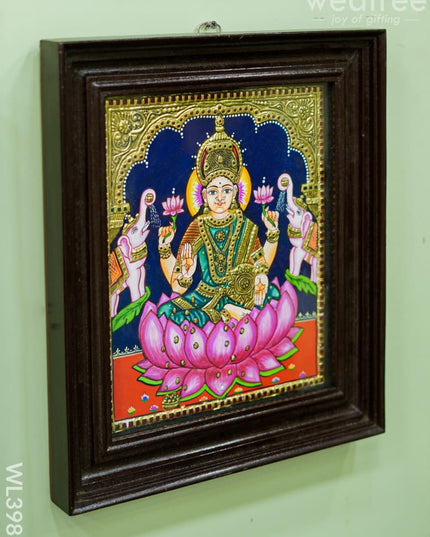 Tanjore Painting - Thamarai Galajalskhmi 12 X 10 Inch Flat [Gold Foil] Wl3981