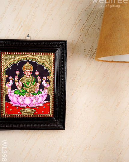 Tanjore Painting - Gajalakshmi on Lotus - Flat (Gold Foil) - 12x10inch - WL3981 - Tanjore Painting