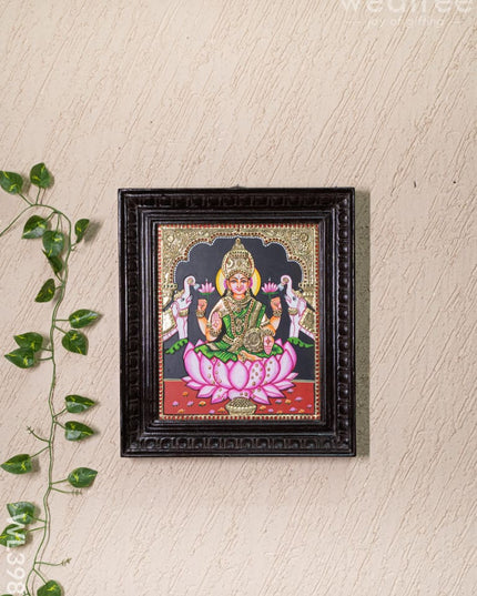 Tanjore Painting - Gajalakshmi on Lotus - Flat (Gold Foil) - 12x10inch - WL3981 - Tanjore Painting