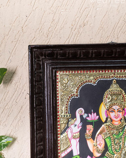 Tanjore Painting - Gajalakshmi on Lotus - Flat (Gold Foil) - 12x10inch - WL3981 - Tanjore Painting