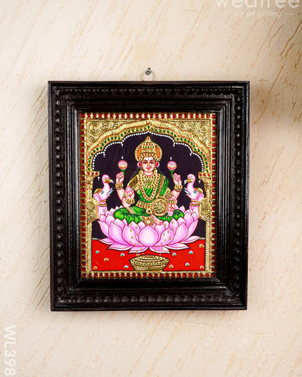 Tanjore Painting - Gajalakshmi on Lotus - Flat (Gold Foil) - 12x10inch - WL3981 - Tanjore Painting