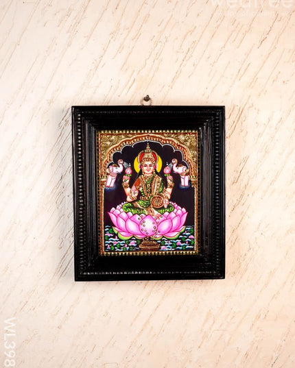 Tanjore Painting - Gajalakshmi on Lotus - Flat (Gold Foil) - 12x10inch - WL3981 - Tanjore Painting