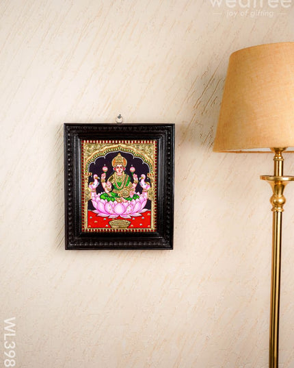Tanjore Painting - Gajalakshmi on Lotus - Flat (Gold Foil) - 12x10inch - WL3981 - Tanjore Painting