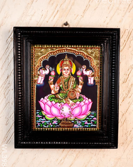 Tanjore Painting - Gajalakshmi on Lotus - Flat (Gold Foil) - 12x10inch - WL3981 - Tanjore Painting