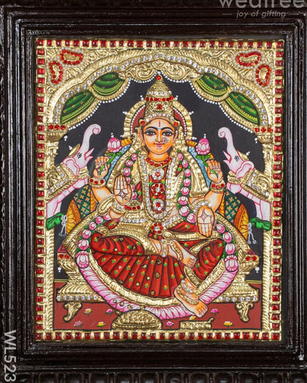 Tanjore Painting - Gajalakshmi - Semi Embossed - 12x10 inch - WL5239 - Tanjore Painting