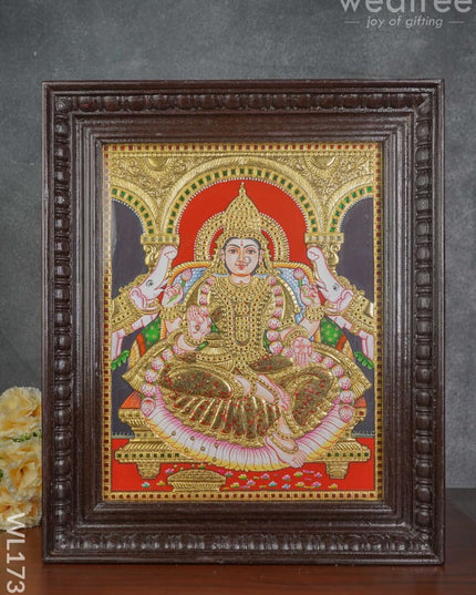 Tanjore Painting Semi Embossed Gajalakshmi 15X12 - Wl1732