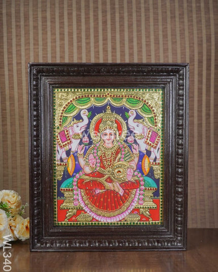 Tanjore Painting Gajalakshmi Semi Embossed - 15 X 12 Inch Wl3403