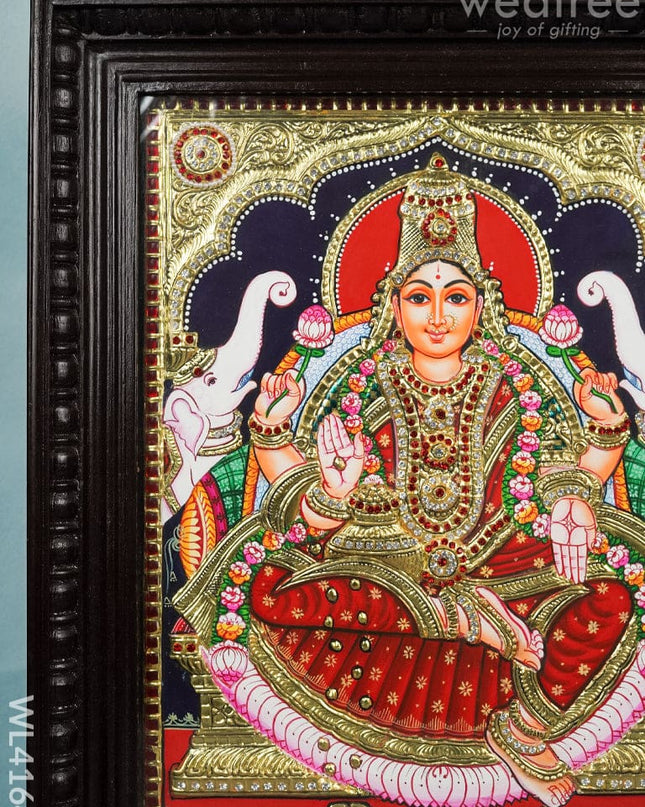 Tanjore Painting - Lakshmi 18 X 14 Inch Semi Embossed Wl4164