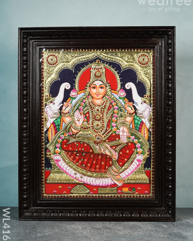 Tanjore Painting - Lakshmi 18 X 14 Inch Semi Embossed Wl4164