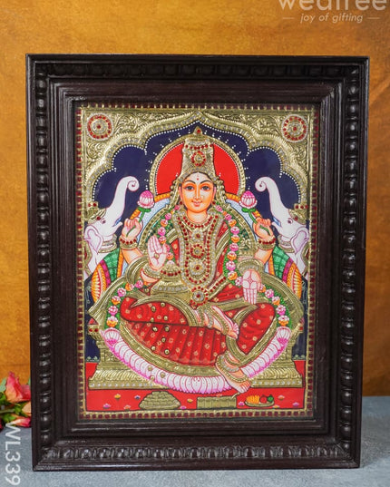 Tanjore Painting Gajalakshmi (Semi Embossed)- 24 X 18 Inch - Wl3391