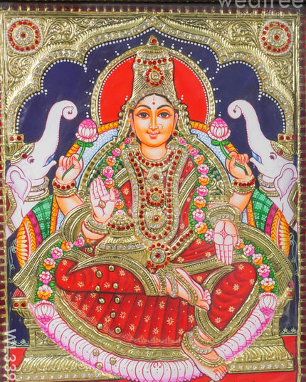 Tanjore Painting Gajalakshmi (Semi Embossed)- 24 X 18 Inch - Wl3391
