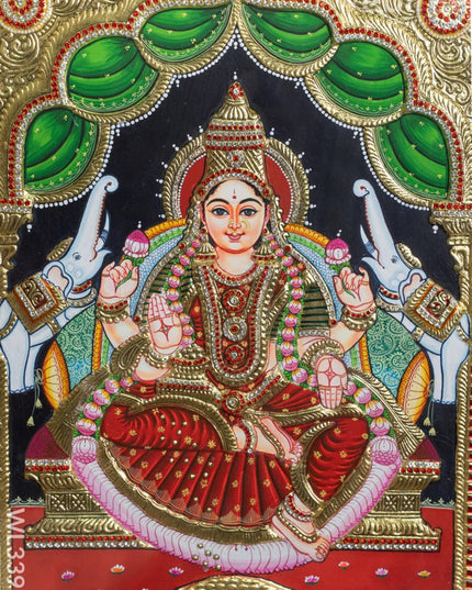 Tanjore Painting - Gajalakshmi - Semi Embossed - 24x18 inch - WL3391 - Tanjore Painting