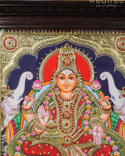 Tanjore Painting Gajalakshmi (Semi Embossed)- 24 X 18 Inch - Wl3391