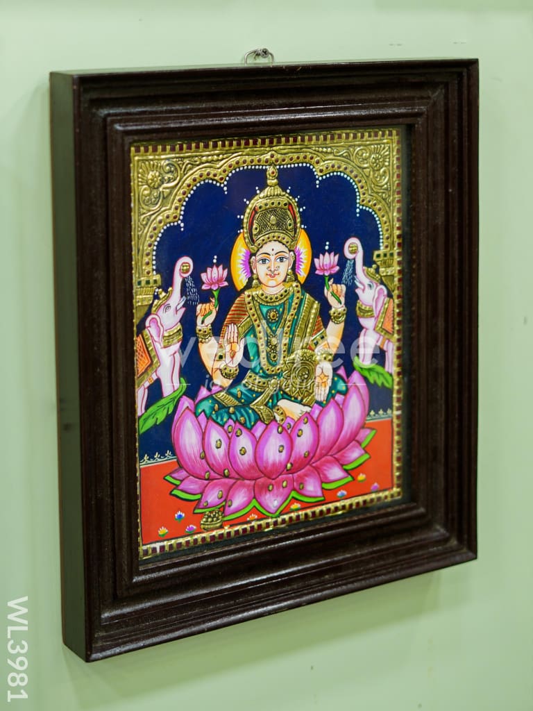 Tanjore Painting - Thamarai Galajalskhmi 12 X 10 Inch Flat [Gold Foil] Wl3981