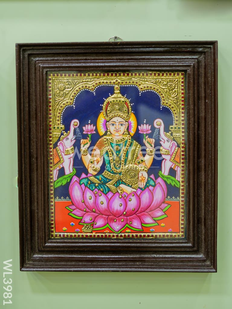 Tanjore Painting - Thamarai Galajalskhmi 12 X 10 Inch Flat [Gold Foil] Wl3981
