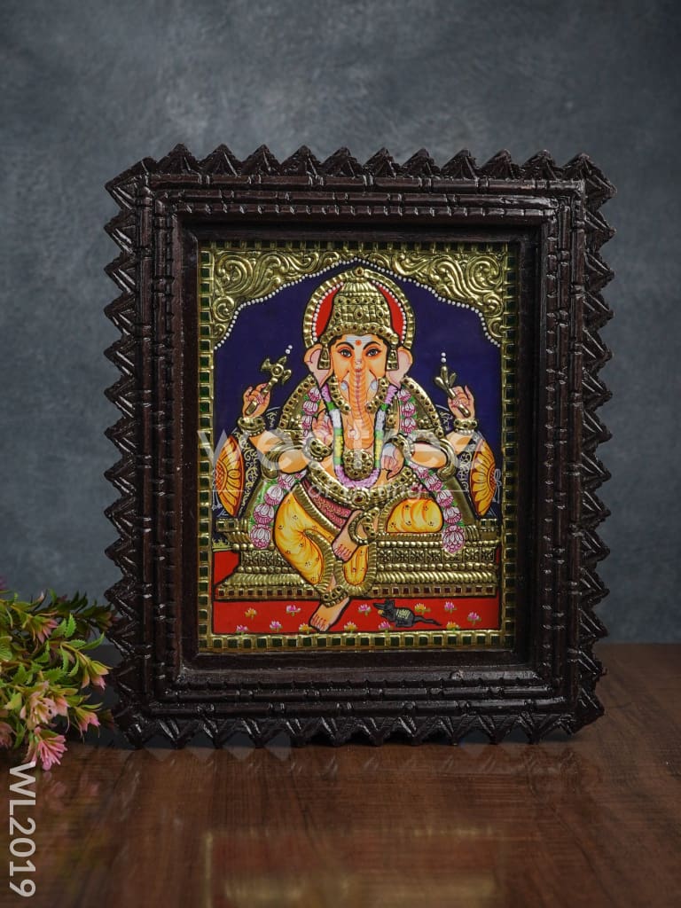 Tanjore Painting Ganesha (Chettinad Frame):  10X8 - Wl2019