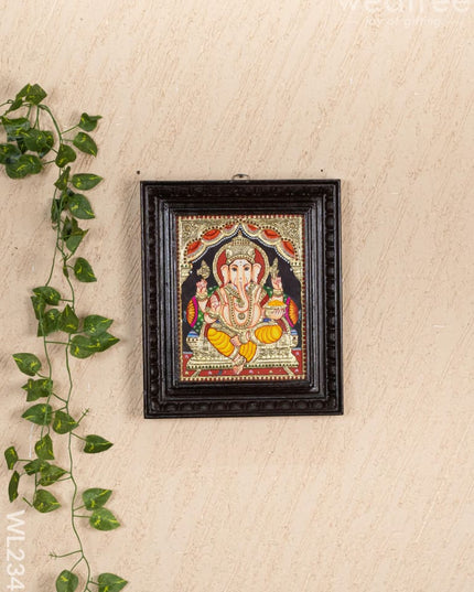 Tanjore Painting - Ganesha - Flat (Gold Foil) - 10x8 inch - WL2343 - Tanjore Painting