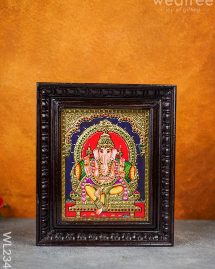 Tanjore Painting - Ganesha 10X8 Flat (Gold Foil) Wl2343