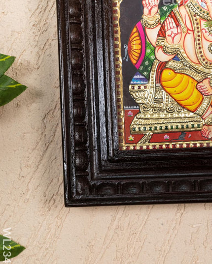 Tanjore Painting - Ganesha - Flat (Gold Foil) - 10x8 inch - WL2343 - Tanjore Painting