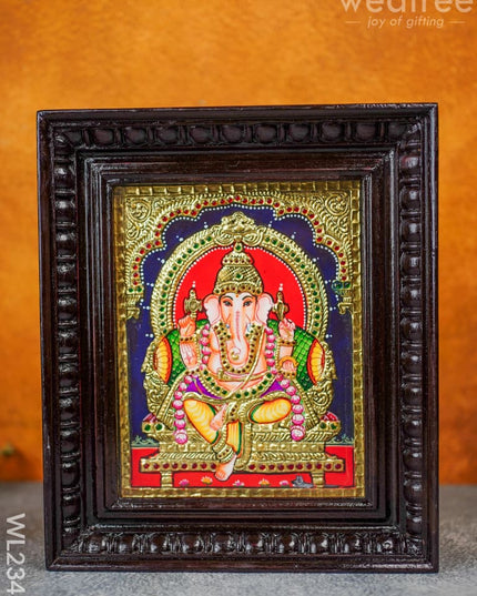 Tanjore Painting - Ganesha 10X8 Flat (Gold Foil) Wl2343