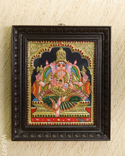 Tanjore Painting - Ganesha - Flat - 12*10 inch - WL4974 Tanjore Painting