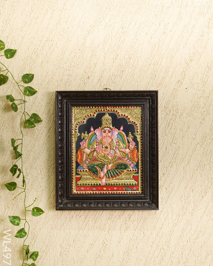 Tanjore Painting - Ganesha - Flat - 12*10 inch - WL4974 Tanjore Painting