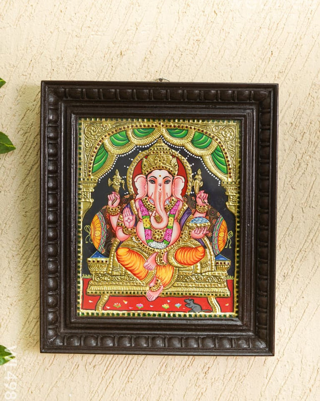 Tanjore Painting - Ganesha - Flat - 12*10 inch - WL4980 Tanjore Painting