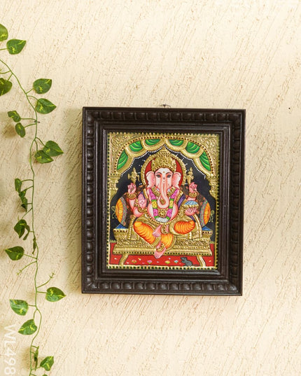 Tanjore Painting - Ganesha - Flat - 12*10 inch - WL4980 Tanjore Painting