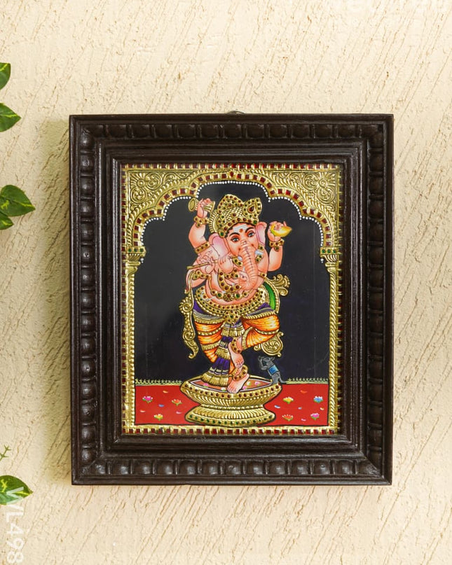 Tanjore Painting - Ganesha - Flat - 12*10 inch - WL4987 Tanjore Painting