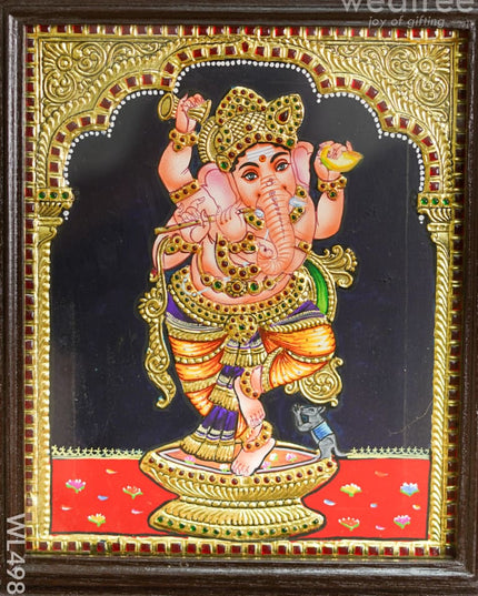 Tanjore Painting - Ganesha - Flat - 12*10 inch - WL4987 Tanjore Painting