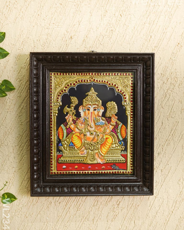 Tanjore Painting - Ganesha - Flat (Gold Foil) - 12x10inch - WL2346 Tanjore Painting