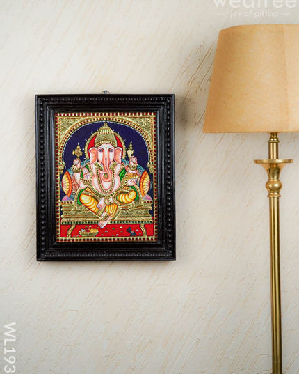Tanjore Painting Ganesha - Flat (Gold Foil) - 15x12 inch - WL1938 - Tanjore Painting